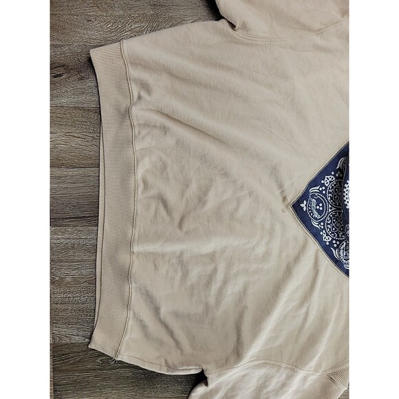 NEW - Free People James Pullover Tan Banada Sweatshirt Women L Ecru Combo - Picture 2 of 11